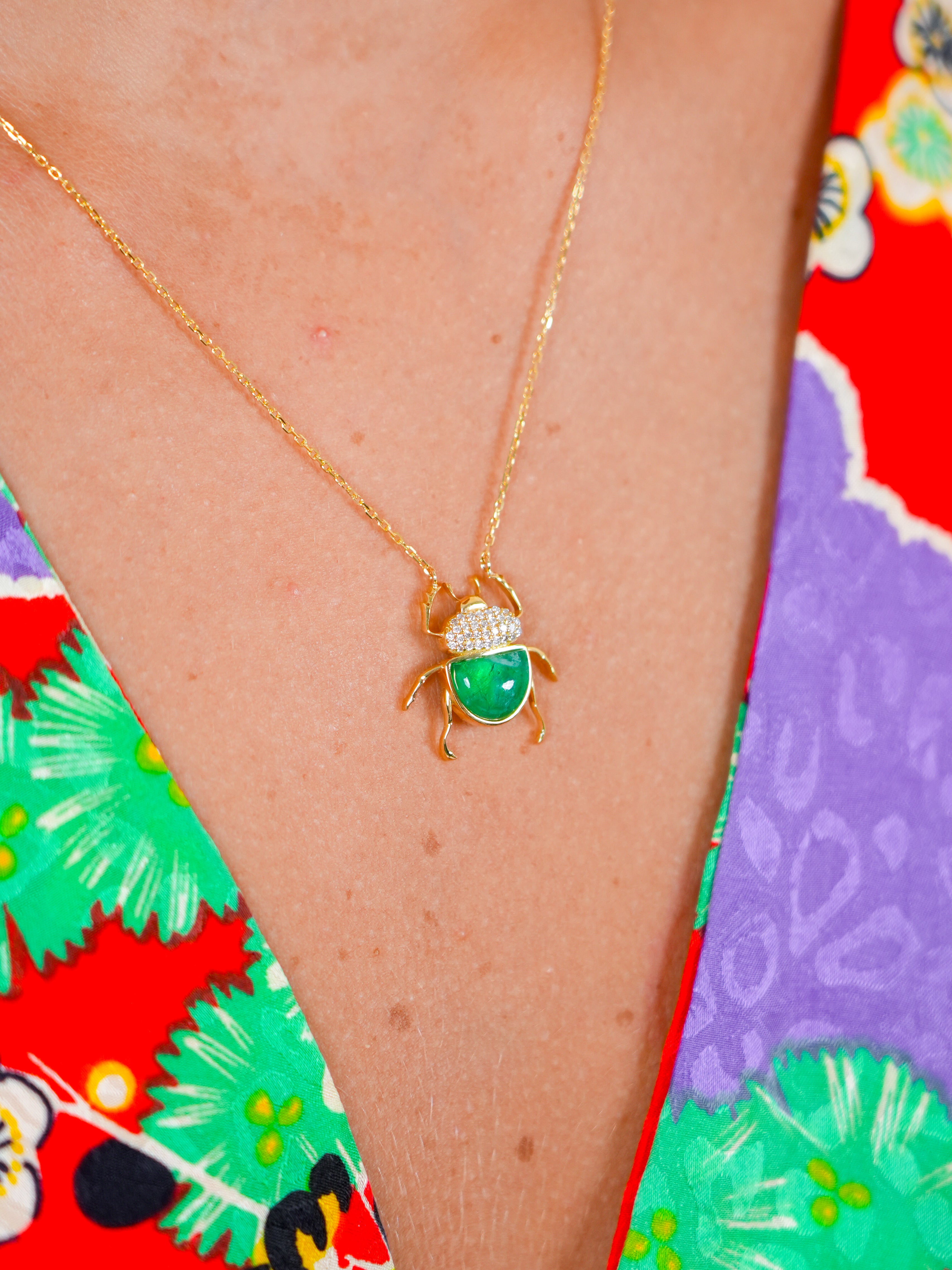 Emerald Beetle Necklace